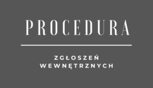 Procedura zgłoszeń wewnętrznych logo na szarym tle